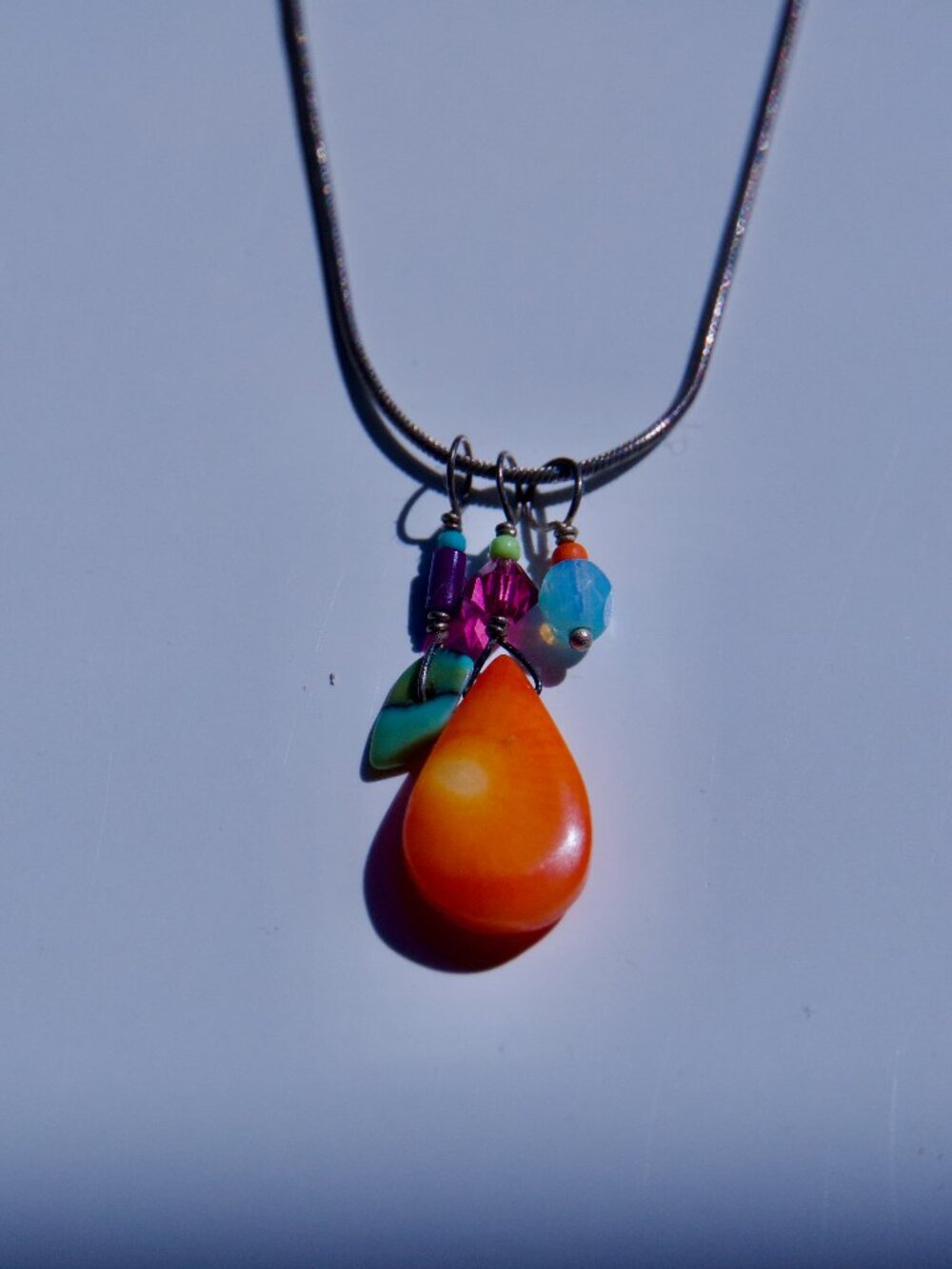 16" Charm Necklace with a Magical Pop of Orange